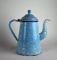 Antique Blue 9.5” Granite Ware Coffee Pot with Hinged Lid