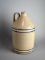 Vintage 11.5” Stoneware Jug with Dark Blue & White Stripes