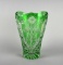 Large Vintage Bohemian 11” Green Cased Cut to Clear Vase