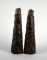 Pair of 8.5” MCM Brutalist Wooden Candle Sticks