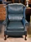 Broyhill Green Leather Recliner with Brass Nailhead Trim