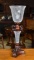 Contemporary Bronzed Finish & Crackle Glass Torchiere Table Lamp