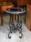 Beautiful Contemporary Round Side Table, Stone Top, Bronzed Finish Metal Legs