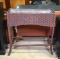 Vintage Brown Painted Rattan Wicker Planter Box Stand with Metal Liner