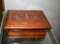 Carved Mahogany Jewelry Box with Mirrored Lid and Costume Jewelry