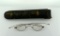 Pair of Antique Gold Plated Spectacles & Leather Storage Pouch