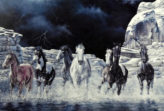 T. Thompson (XX-XXI) “Ridin' the Squall” Color Lithograph 545/1000, Signed Lower Right