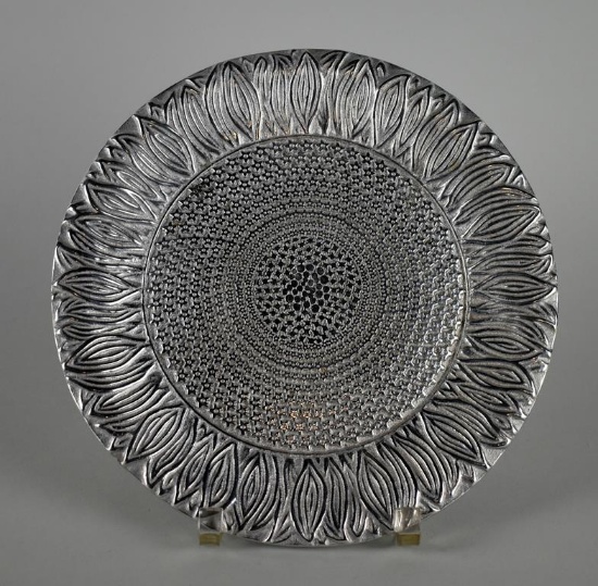 Wilton Armetale Metal Serving Plate with Sunflower Design