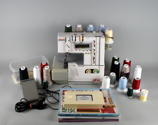 Elna Lock Pro 5 DC Serger with Books/Accessories, Dust Cover, & Thread