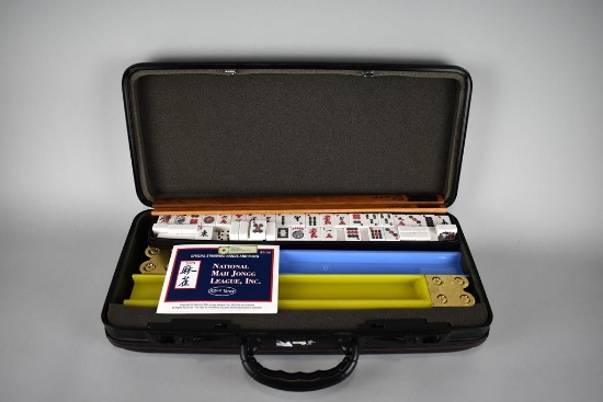 Vintage Mah Jong Game Set in Black Case with Literature