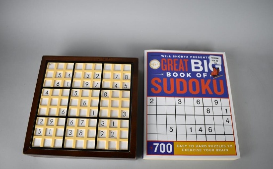 Wooden Sudoku Puzzle Board Game with Number & Thinking Tiles Plus Puzzle Book