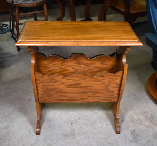 Oak Magazine Rack Side Table