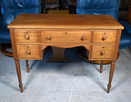 Vintage Light Walnut Ladies Desk with Elegant Tapered Legs & Feet