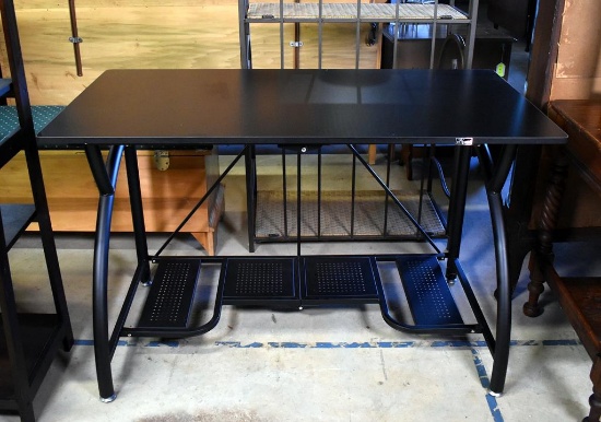 Contemporary Origami Brand Folding Black Computer / Gaming Desk, Metal & Laminate