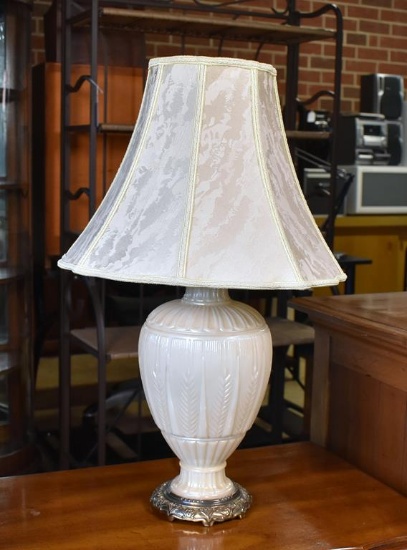 Pretty Light Tan Glass Table Lamp