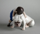 B&G Boy Hugging Dog 5” Figurine, Denmark