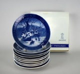 Lot of Ten Royal Copenhagen B&G 7” Christmas Plates & One Kaiser Porcelain 7.5” Christmas Plate