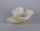 Murano White with Gold Flecks Adventurine Shell-Shaped Art Glass Bowl, Italy