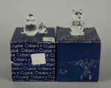 Two Crystal Critters Teddy Bears with Original Boxes: Heart Teddy & Teddy with Ball