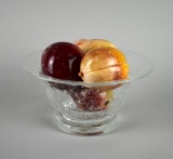 Lot of Four Stone Fruits in Clear Art Glass Bowl