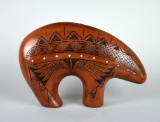 Navajo Native American Pottery Sand Bear Sculpture, 11.5” L, Signed T. Smith