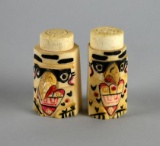 Pair of Vintage Inuit Hand Carved & Painted Thunderbird Totem Motif Salt & Pepper Shakers