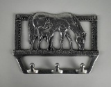 Metal Mare with Foal Horse Multi-Hook for Wall Mount