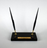 Vintage Sheaffer White Dot Stone Pen Stand with Two Pens, Removeable Presentation Plaque