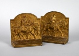 Pair of Cast Metal Bookends with George Washington at Valley Forge Scenes (Hubley?)
