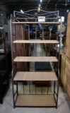 Contemporary Bronze Finished Metal and Tan Wicker Baker's Rack