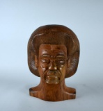 African Hand Carved Wooden 13.5” Head