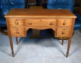 Vintage Light Walnut Ladies Desk with Elegant Tapered Legs & Feet