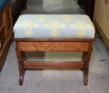 Antique 19th C. Eastlake Walnut Footstool with Upholstered Seat over Storage Compartment