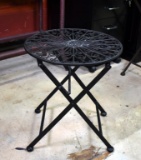 Contemporary Black Metal Folding Side Table or Plant Stand