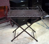 Contemporary Folding Metal Tray Top Table or Stand, Dark Brown Color