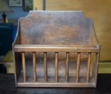 Vintage Wooden Wall-Hung Magazine Rack