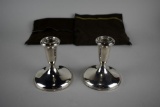 Pair of Empire Weighted Sterling Silver Candleholders, with Cloth Storage Bags