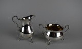 Vintage International Silver Gilt-Lined Silver Plate Sugar & Creamer Set with Cloth Storage Bags