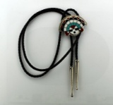 Inlaid Silver Western Bolo Tie