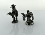 Two Comical Small Pewter Figurines: Prospector & Mule