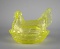 Vintage Vaseline Glass Hen on Nest 7” Candy Dish