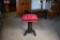 Antique HD Bentley Adjustable Height Victorian Organ Stool with Crimson Damask Upholstery