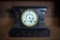 Antique Ansonia Black Enameled Iron Case Mantle Clock