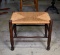 Vintage Hardwood Footstool with Woven Rush Seat