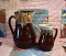 Two Robinson Ransbottom Pottery Brown Drip Pitchers