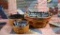 Longaberger 1999 Popcorn Basket & Two Small Round Baskets (2002 & 1998) w/ Liners & 1 Protector