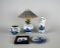 Lot of Five Small Delft Pieces Including Electric Lamp, Holland