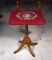 Vintage Federal Style Tilt-Top Stand with Embroidered Crimson Top