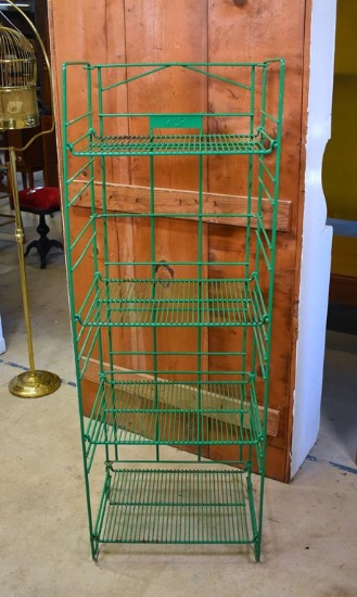 Vintage Green Enameled Metal Seven-Up / 7UP Vendor Rack