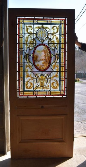 Antique Stained Glass Front Door from Pickens, SC Estate